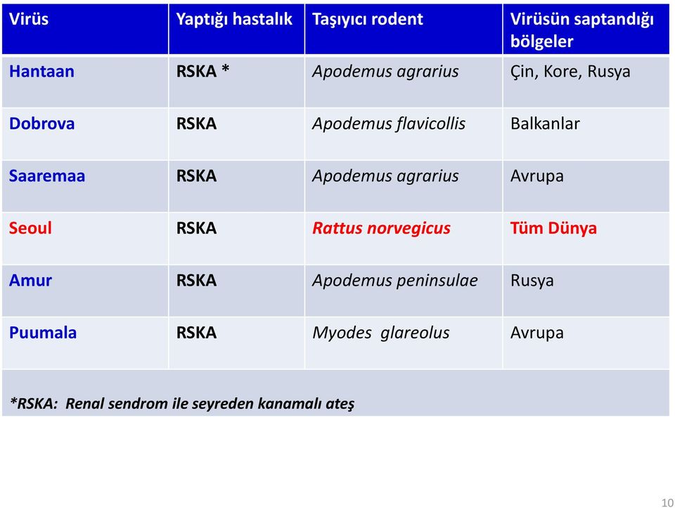 Apodemus agrarius Avrupa Seoul RSKA Rattus norvegicus Tüm Dünya Amur RSKA Apodemus