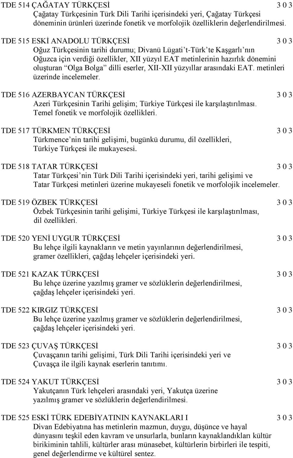 Bolga dilli eserler, XII-XII yüzyıllar arasındaki EAT. metinleri üzerinde incelemeler. TDE 516 AZERBAYCAN TÜRKÇESİ 3 0 3 Azeri Türkçesinin Tarihi gelişim; Türkiye Türkçesi ile karşılaştırılması.