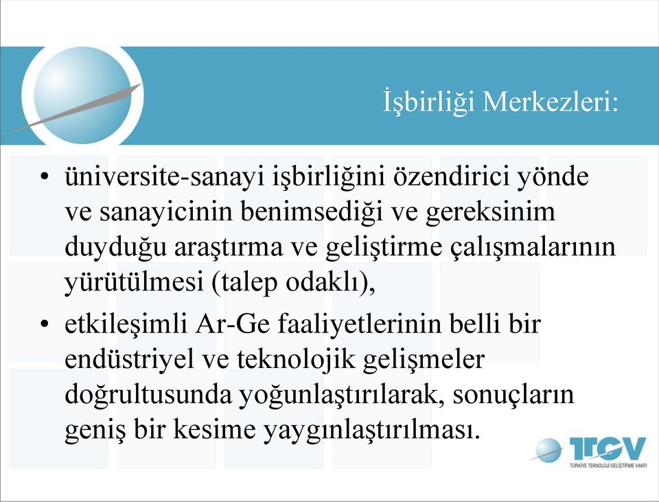 (talep odaklı), etkileşimli Ar-Ge faaliyetlerinin belli bir endüstriyel ve teknolojik