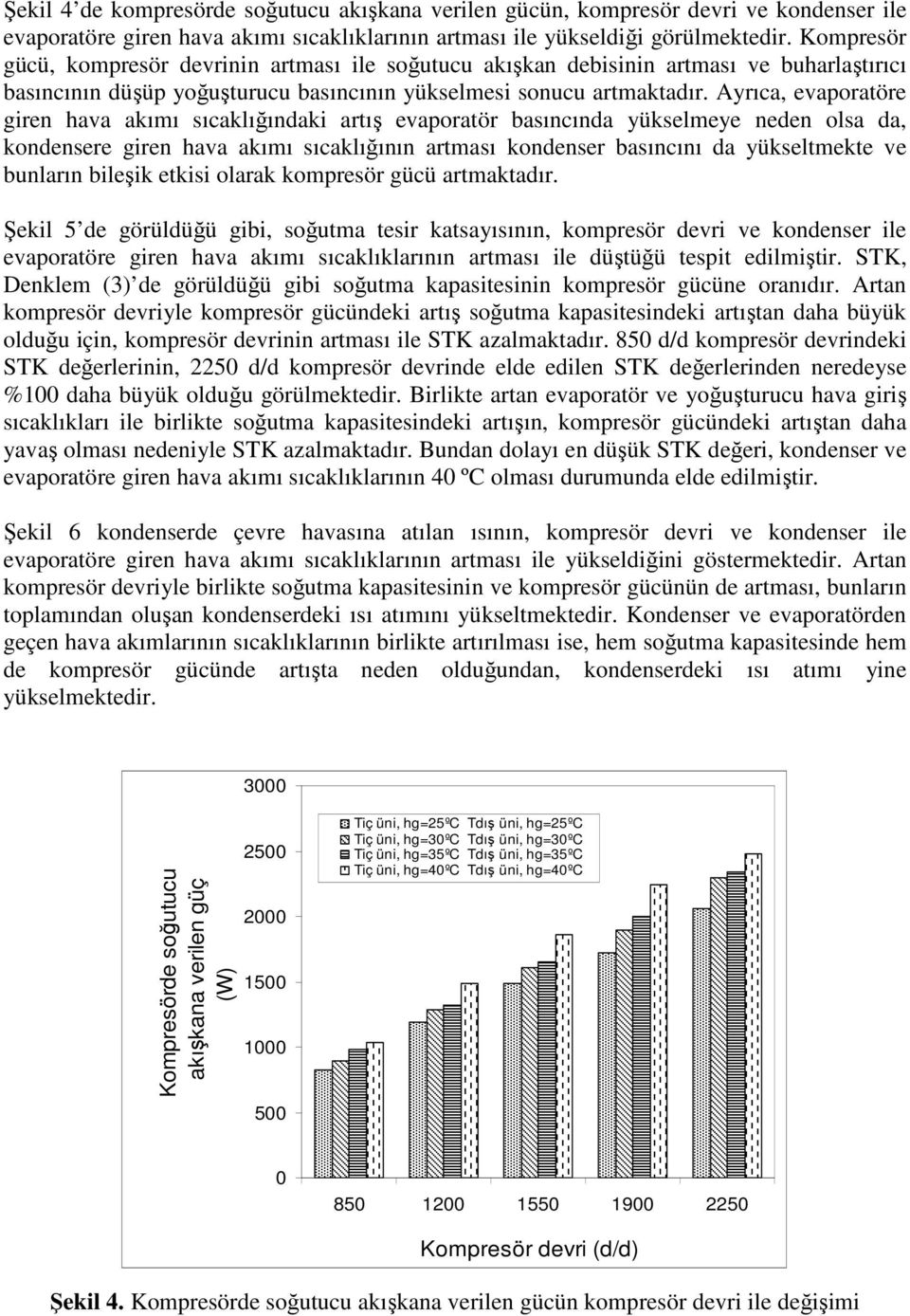 Ayrıca, evaporatöre giren hava akımı sıcaklığındaki artış evaporatör basıncında yükselmeye neden olsa da, kondensere giren hava akımı sıcaklığının artması kondenser basıncını da yükseltmekte ve