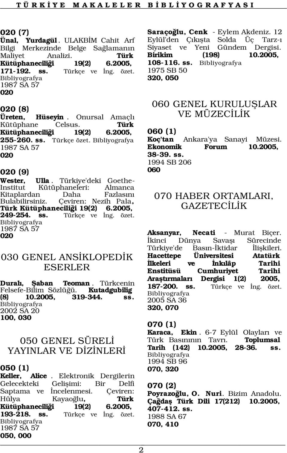 Onursal Amaçl Kütüphane Celsus. Türk Kütüphanecili i 19(2) 6.2005, 255-260. ss. Türkçe özet.