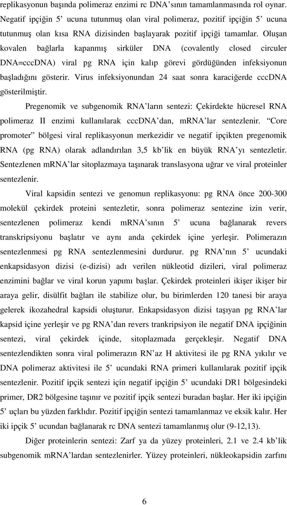 Oluşan kovalen bağlarla kapanmış sirküler DNA (covalently closed circuler DNA=cccDNA) viral pg RNA için kalıp görevi gördüğünden infeksiyonun başladığını gösterir.