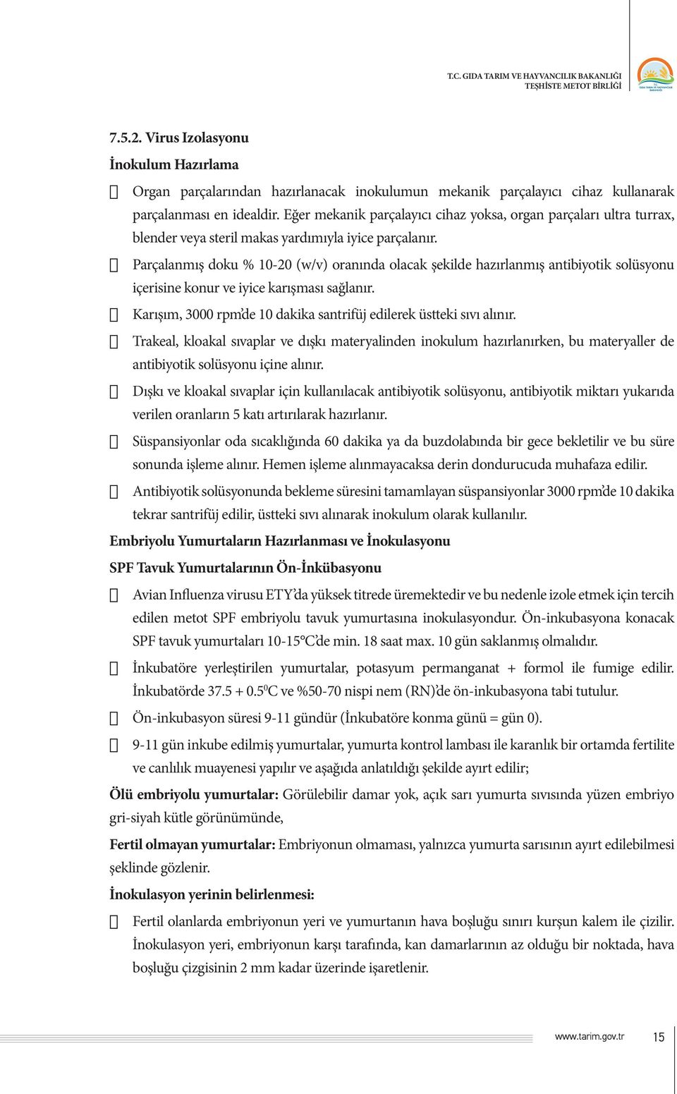 Parçalanmış doku % 10-20 (w/v) oranında olacak şekilde hazırlanmış antibiyotik solüsyonu içerisine konur ve iyice karışması sağlanır.