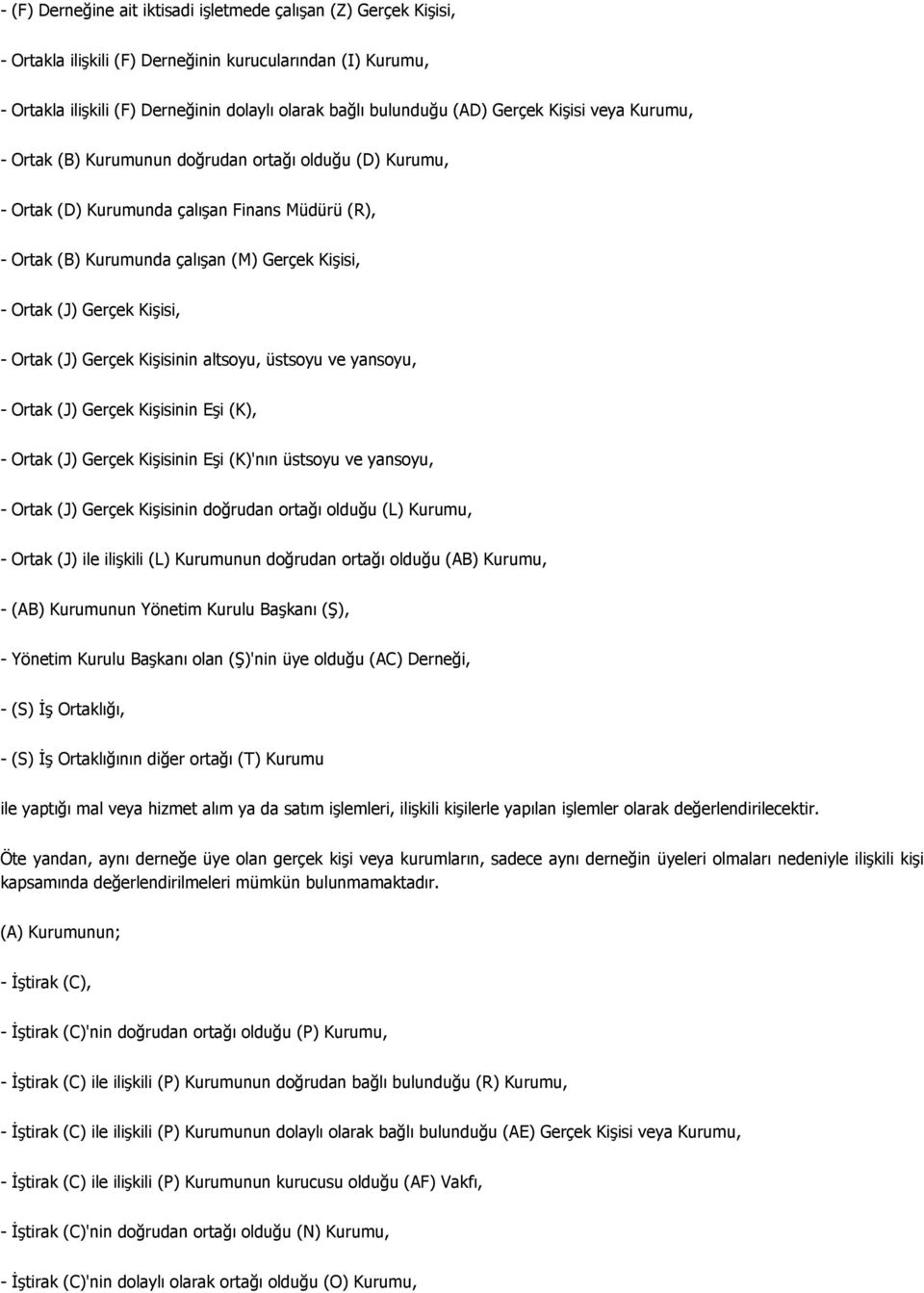 Gerçek Kişisi, - Ortak (J) Gerçek Kişisinin altsoyu, üstsoyu ve yansoyu, - Ortak (J) Gerçek Kişisinin Eşi (K), - Ortak (J) Gerçek Kişisinin Eşi (K)'nın üstsoyu ve yansoyu, - Ortak (J) Gerçek