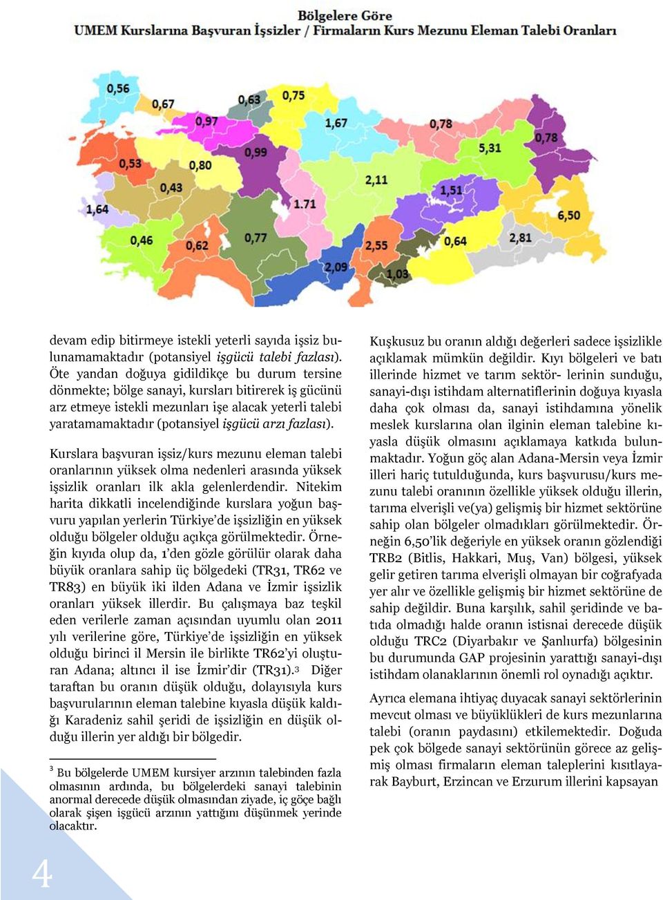 fazlası). Kurslara başvuran işsiz/kurs mezunu eleman talebi oranlarının yüksek olma nedenleri arasında yüksek işsizlik oranları ilk akla gelenlerdendir.