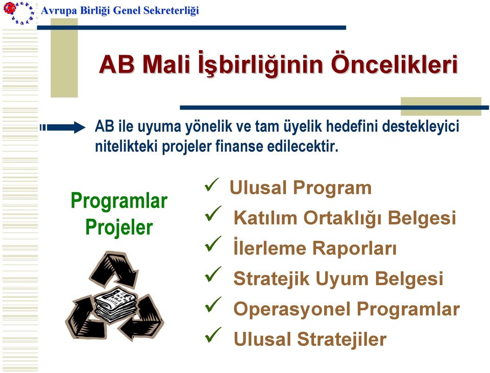 Programlar Projeler Ulusal Program Katılım Ortaklığı Belgesi İlerleme