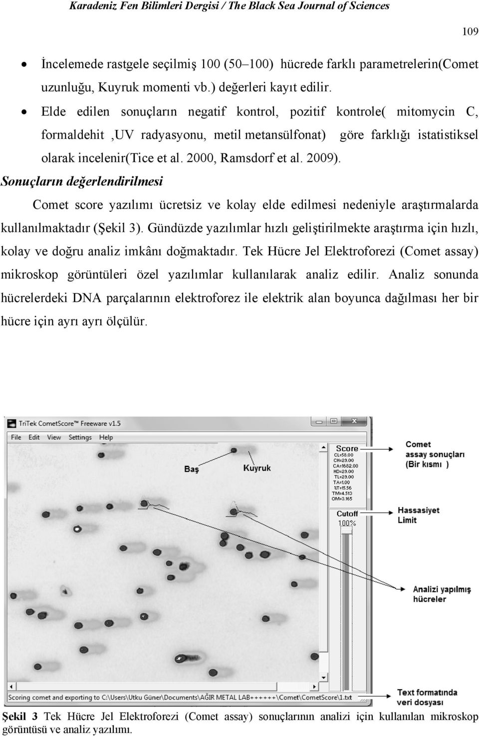 2009). Sonuçların değerlendirilmesi Comet score yazılımı ücretsiz ve kolay elde edilmesi nedeniyle araştırmalarda kullanılmaktadır (Şekil 3).