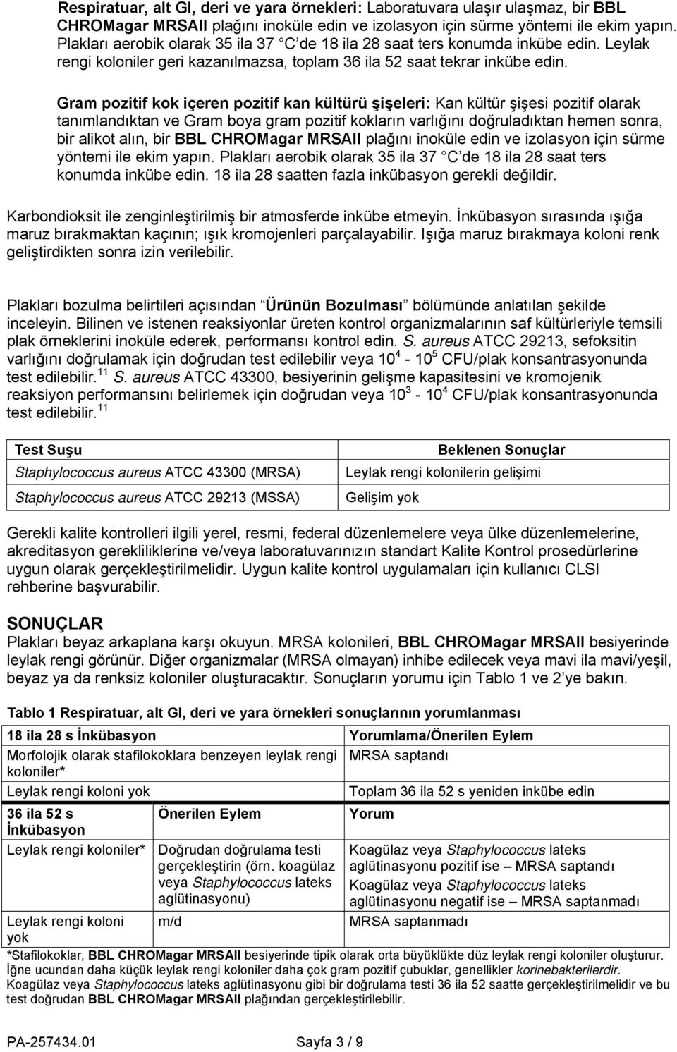 Gram pozitif kok içeren pozitif kan kültürü şişeleri: Kan kültür şişesi pozitif olarak tanımlandıktan ve Gram boya gram pozitif kokların varlığını doğruladıktan hemen sonra, bir alikot alın, bir BBL