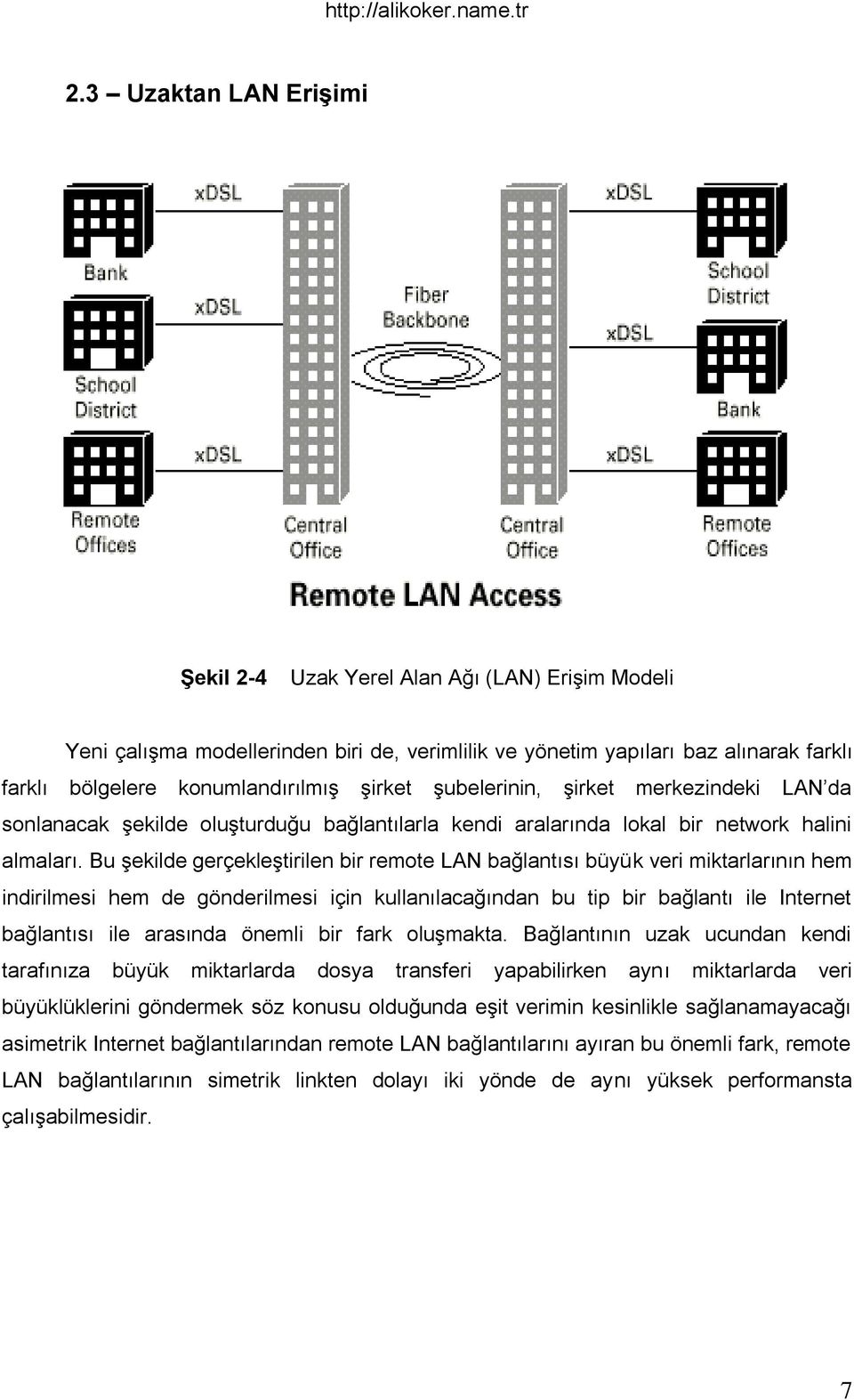 Bu Ģekilde gerçekleģtirilen bir remote LAN bağlantısı büyük veri miktarlarının hem indirilmesi hem de gönderilmesi için kullanılacağından bu tip bir bağlantı ile Internet bağlantısı ile arasında