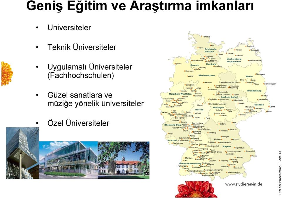 (Fachhochschulen) Güzel sanatlara ve müziğe yönelik