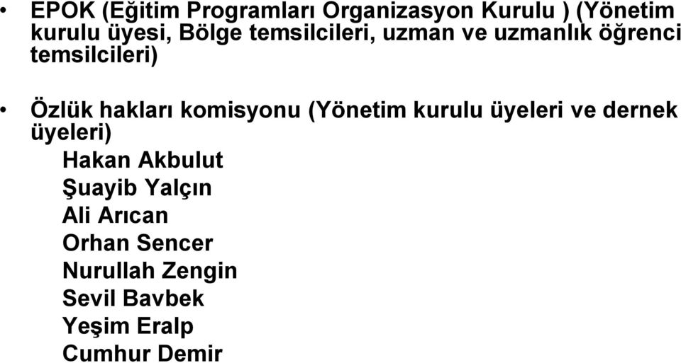 komisyonu (Yönetim kurulu üyeleri ve dernek üyeleri) Hakan Akbulut Şuayib