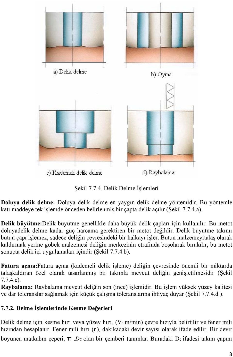 Delik büyütme takımı bütün çapı işlemez, sadece deliğin çevresindeki bir halkayı işler.