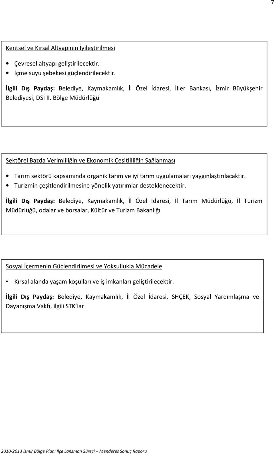 Bölge Müdürlüğü Sektörel Bazda Verimliliğin ve Ekonomik Çeşitlilliğin Sağlanması Tarım sektörü kapsamında organik tarım ve iyi tarım uygulamaları yaygınlaştırılacaktır.