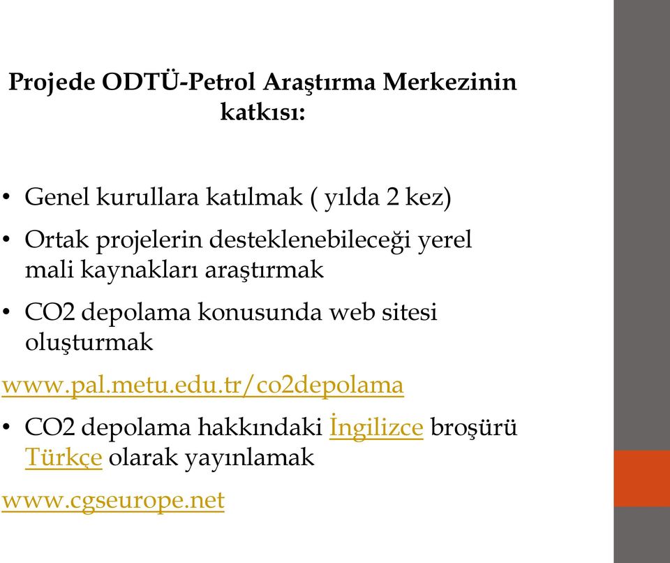 araştırmak CO2 depolama konusunda web sitesi oluşturmak www.pal.metu.edu.