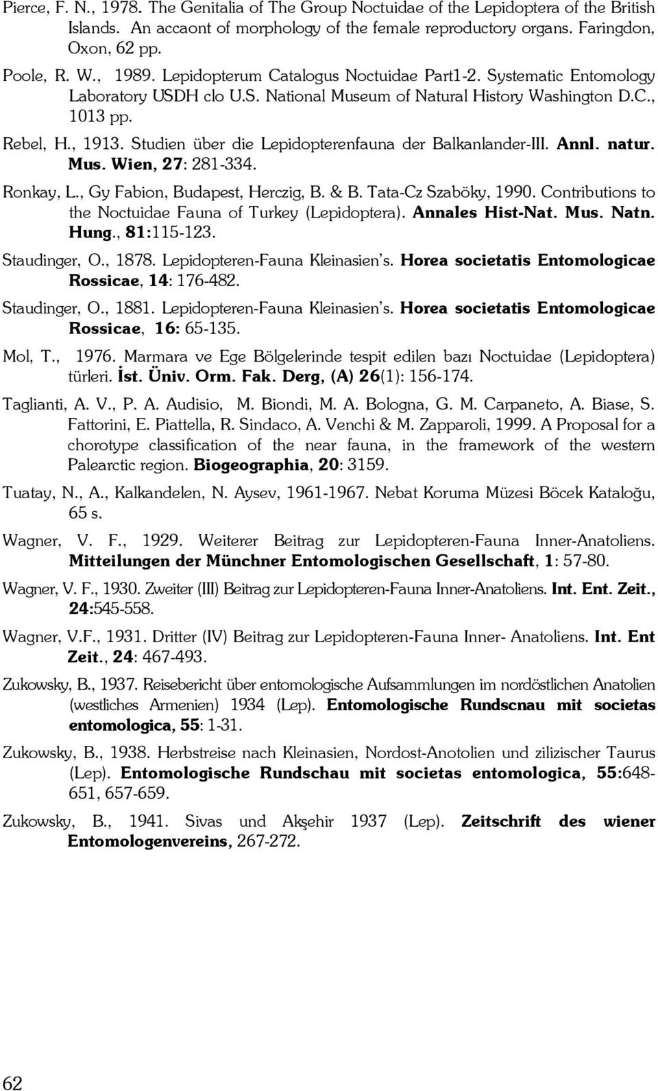 Studien über die Lepidopterenfauna der Balkanlander-III. Annl. natur. Mus. Wien, 27: 281-334. Ronkay, L., Gy Fabion, Budapest, Herczig, B. & B. Tata-Cz Szaböky, 1990.