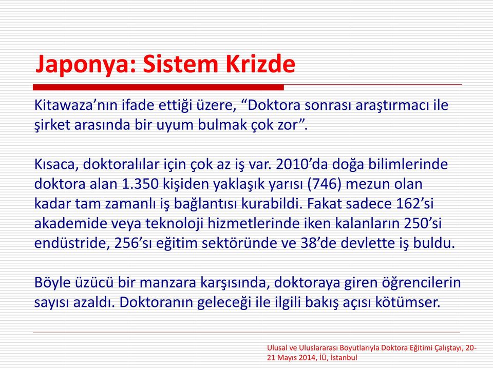 350 kişiden yaklaşık yarısı (746) mezun olan kadar tam zamanlı iş bağlantısı kurabildi.