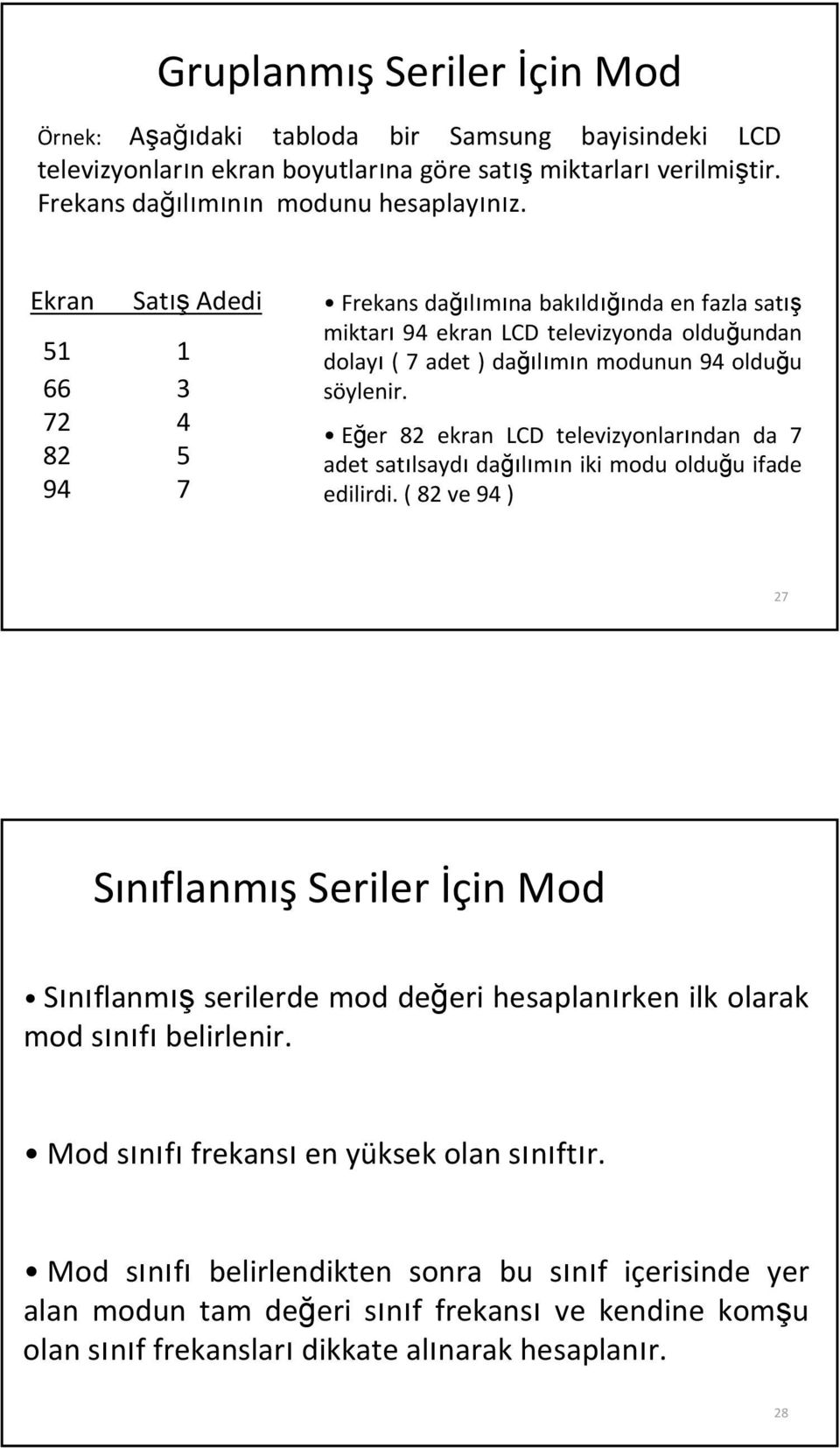 Eğer 8 ekra LCD televzyolarıda da 7 adet satılsaydı dağılımı k modu olduğu ade edlrd.