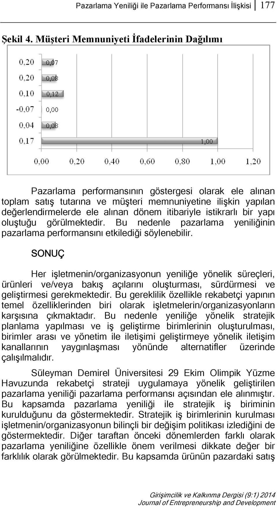 itibariyle istikrarlı bir yapı oluştuğu görülmektedir. Bu nedenle pazarlama yeniliğinin pazarlama performansını etkilediği söylenebilir.