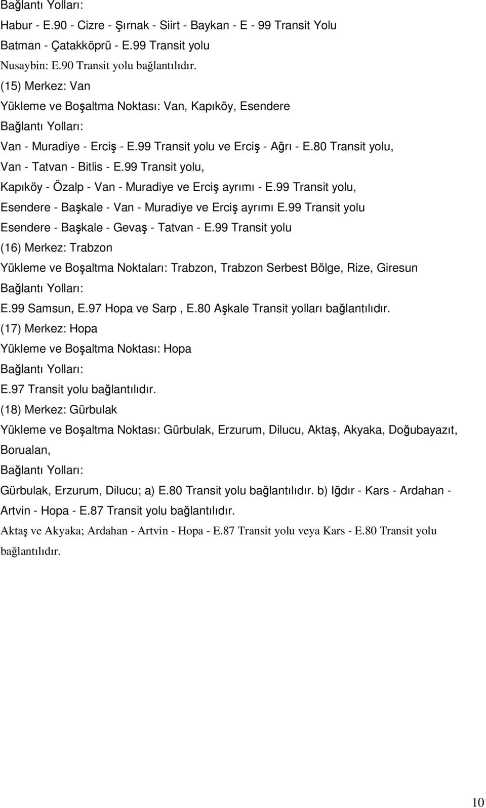 99 Transit yolu, Kapıköy - Özalp - Van - Muradiye ve Erciş ayrımı - E.99 Transit yolu, Esendere - Başkale - Van - Muradiye ve Erciş ayrımı E.99 Transit yolu Esendere - Başkale - Gevaş - Tatvan - E.