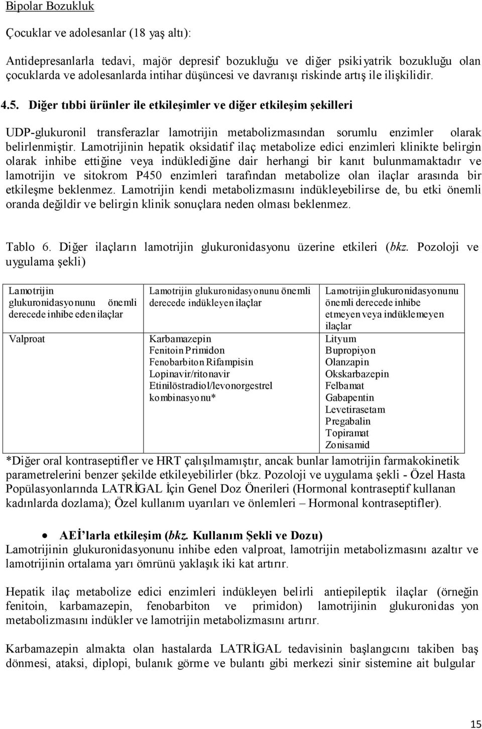 Diğer tıbbi ürünler ile etkileşimler ve diğer etkileşim şekilleri UDP-glukuronil transferazlar lamotrijin metabolizmasından sorumlu enzimler olarak belirlenmiştir.