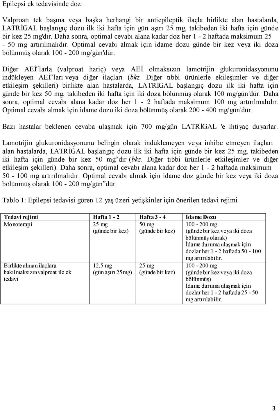 Optimal cevabı almak için idame dozu günde bir kez veya iki doza bölünmüş olarak 100-200 mg/gün'dür.