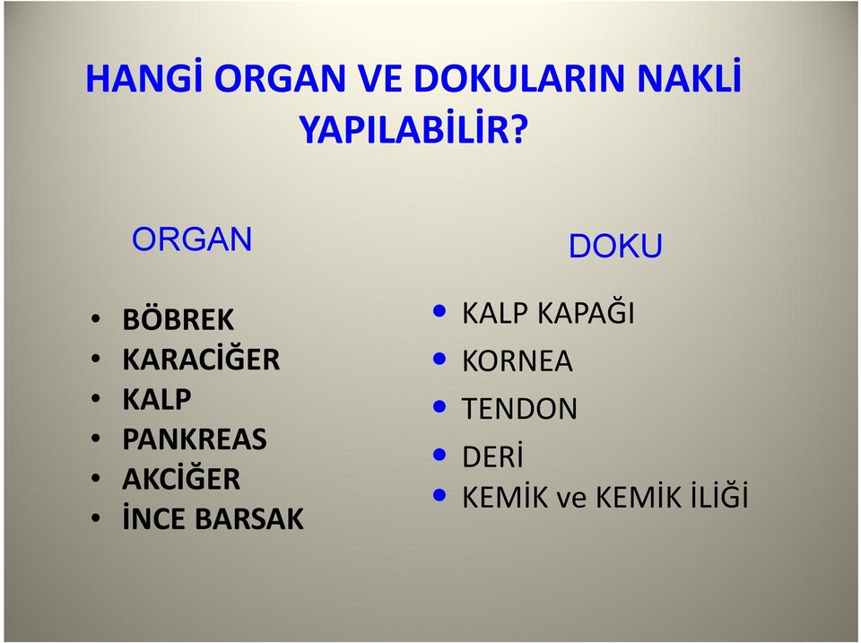 ORGAN BÖBREK KARACİĞER KALP PANKREAS