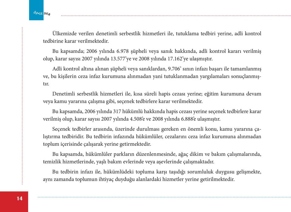 706 sının infazı başarı ile tamamlanmış ve, bu kişilerin ceza infaz kurumuna alınmadan yani tutuklanmadan yargılamaları sonuçlanmıştır.