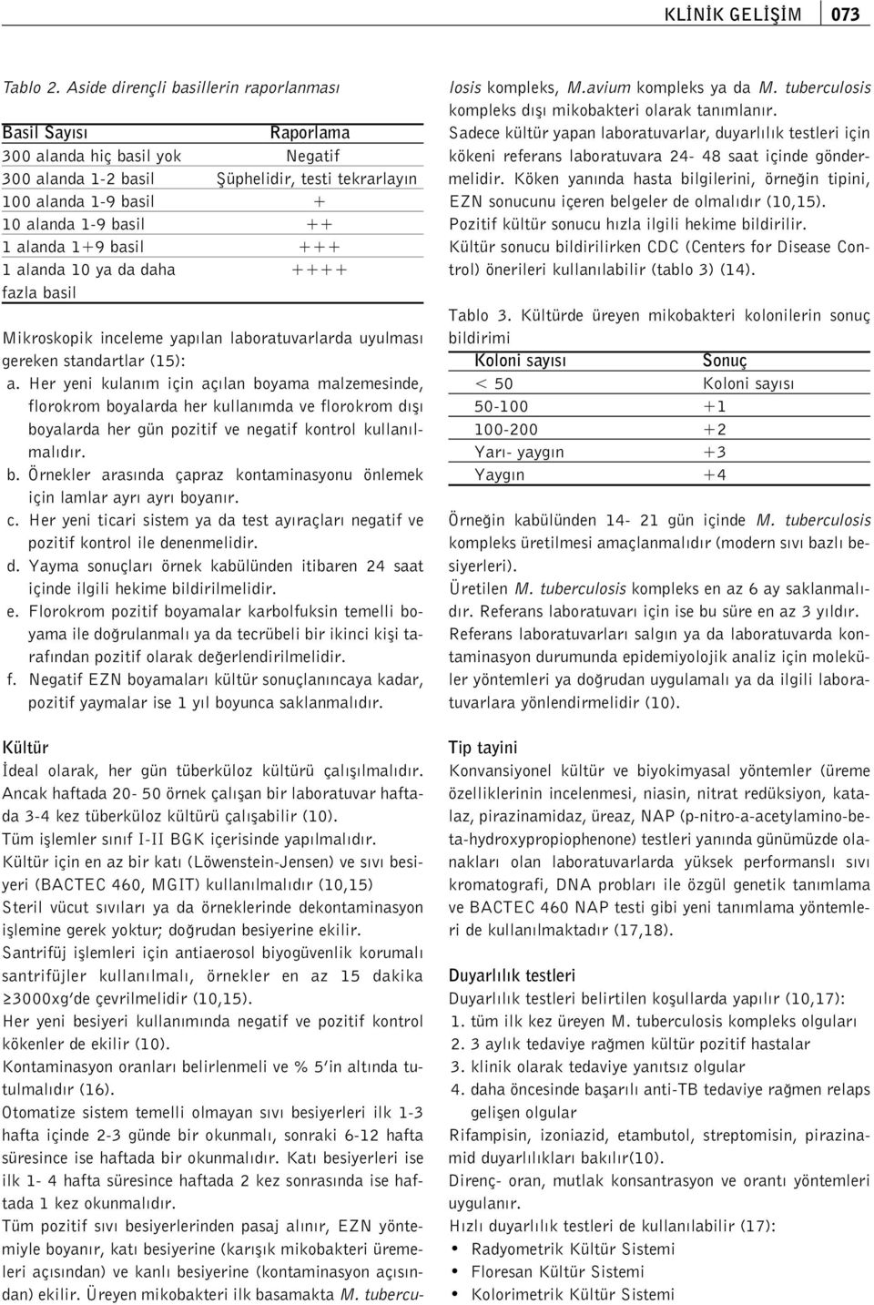 1+9 basil +++ 1 alanda 10 ya da daha ++++ fazla basil Mikroskopik inceleme yap lan laboratuvarlarda uyulmas gereken standartlar (15): a.