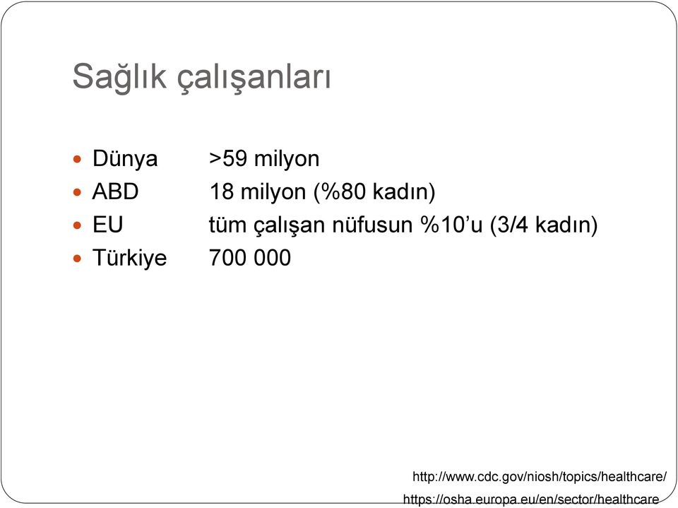 kadın) Türkiye 700 000 http://www.cdc.