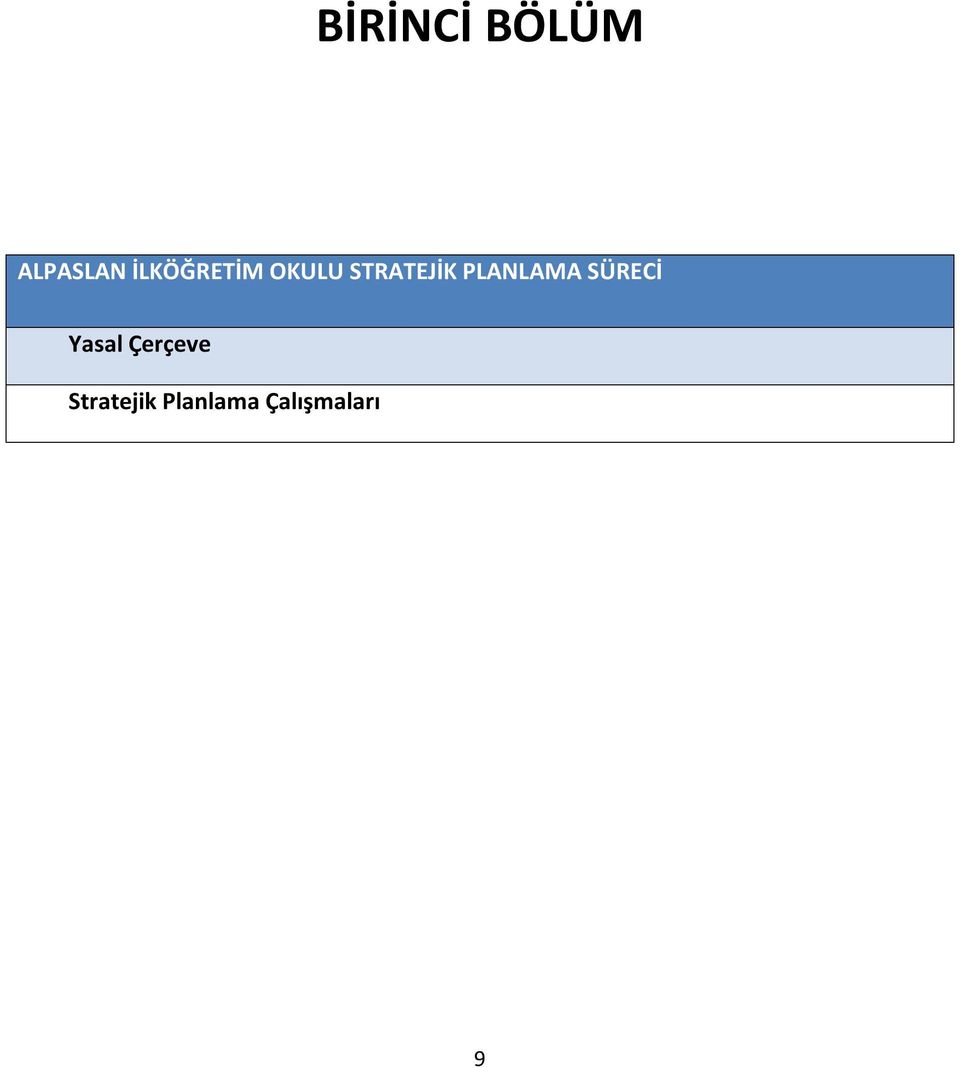 PLANLAMA SÜRECİ Yasal