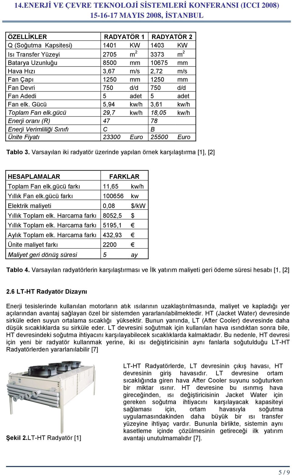 gücü 29,7 kw/h 18,05 kw/h Enerji oranı (R) 47 78 Enerji Verimliliği Sınıfı C B Ünite Fiyatı 23300 Euro 25500 Euro Tablo 3.