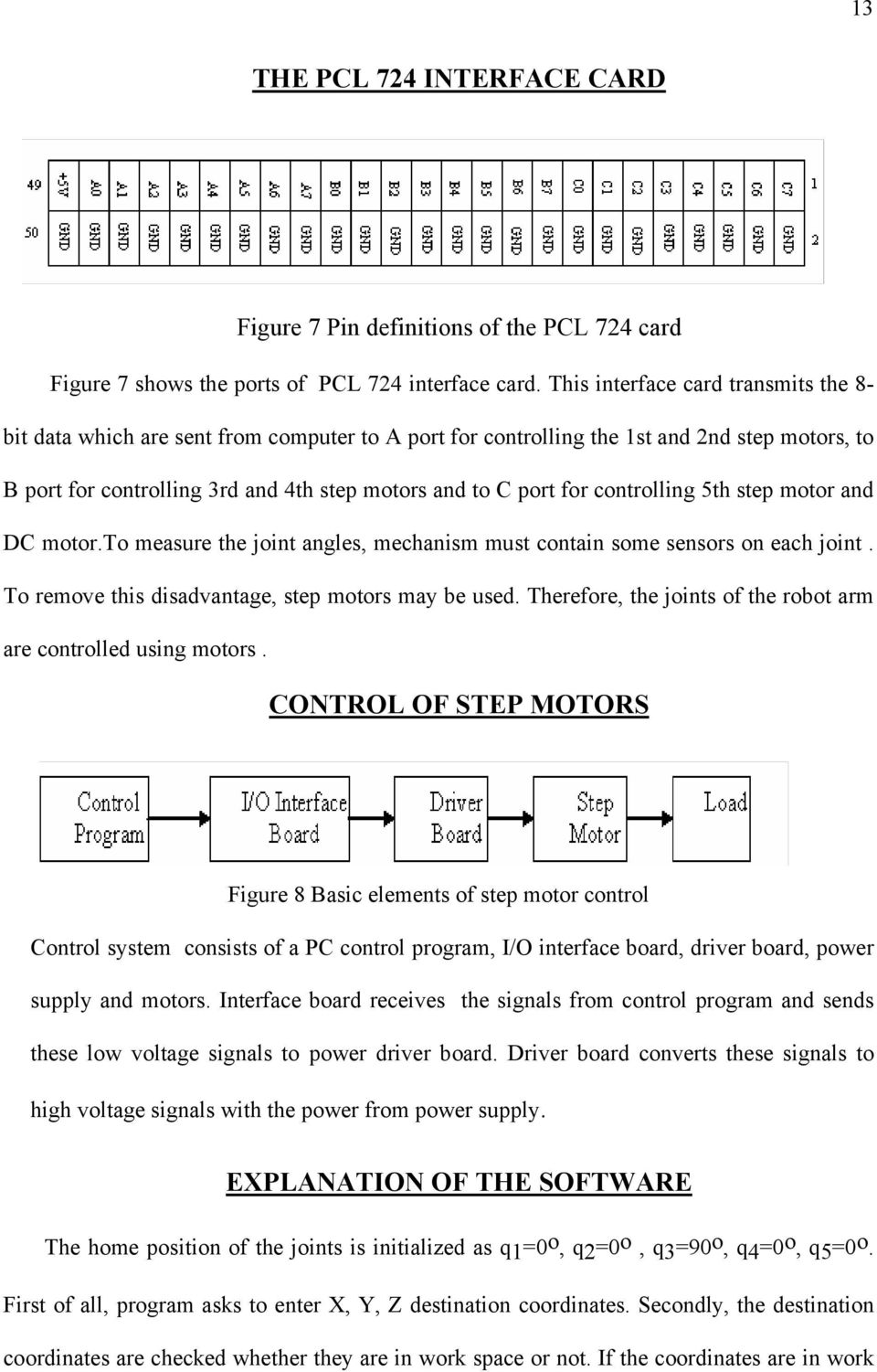 controlling 5th step motor and DC motor.to measure the joint angles, mechanism must contain some sensors on each joint. To remove this disadvantage, step motors may be used.