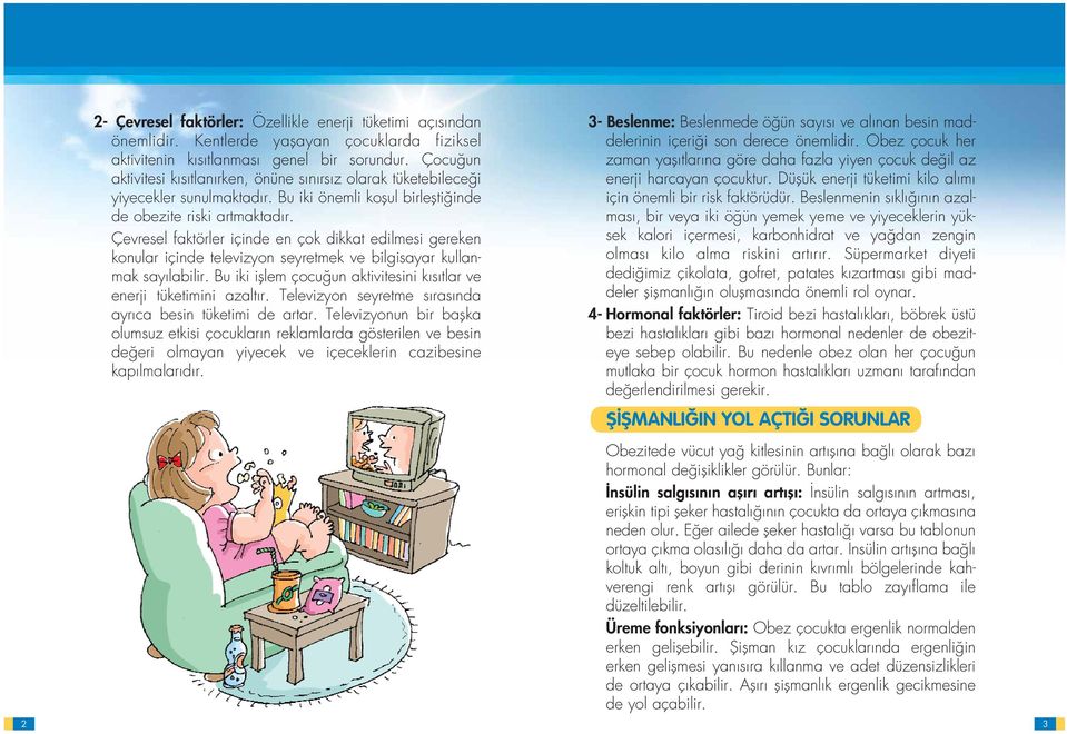 Çevresel faktörler içinde en çok dikkat edilmesi gereken konular içinde televizyon seyretmek ve bilgisayar kullanmak say labilir.