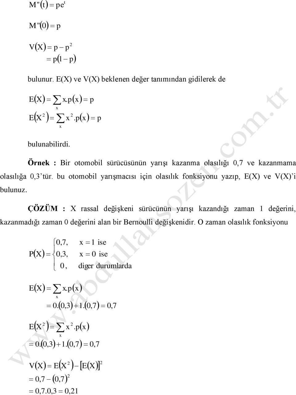 bu oomobil yarışmacısı içi olasılı osiyou yazı () v V() i buluuz.