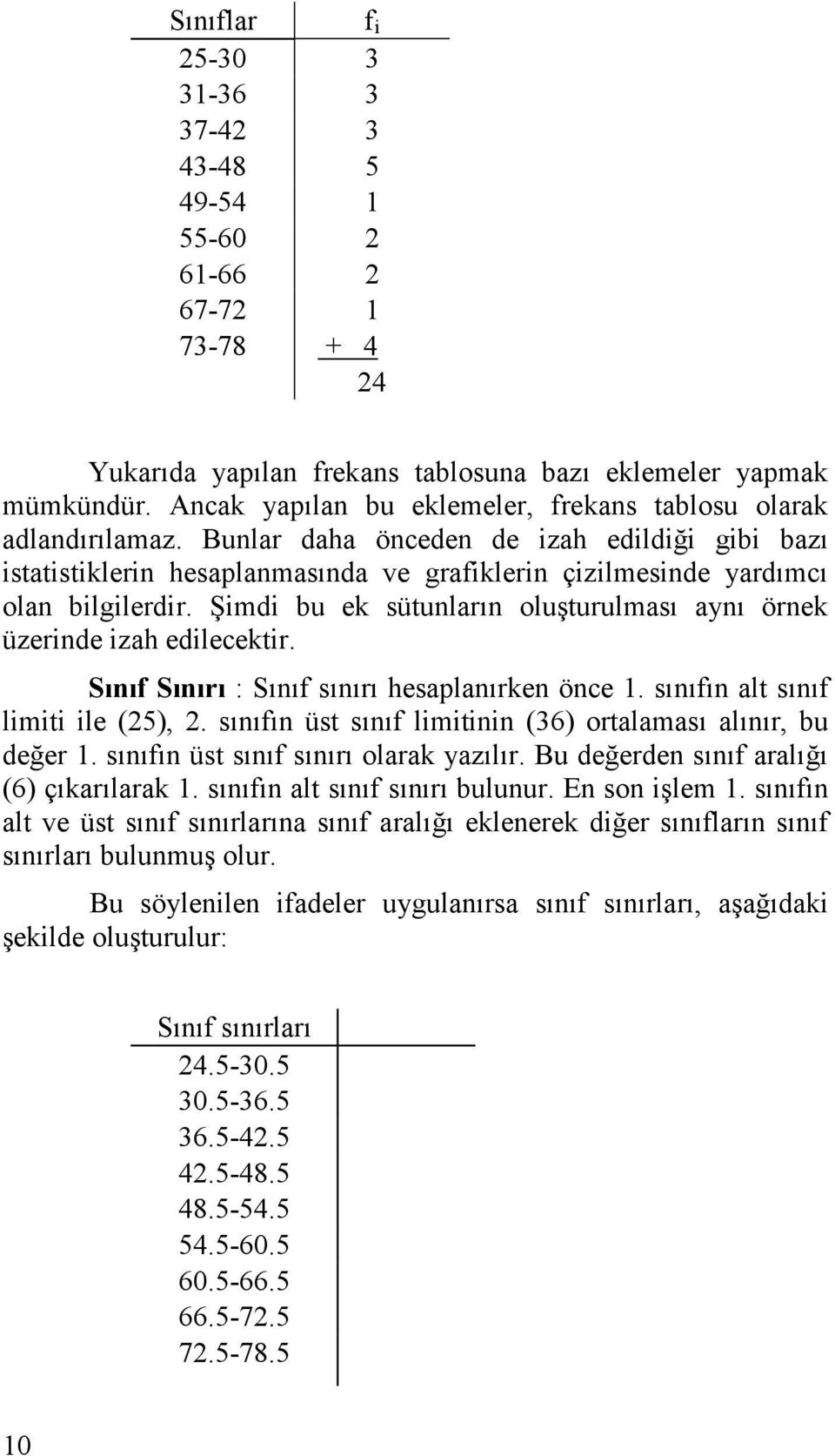 Sııf Sıırı : Sııf sıırı hesaplaırke öce. sııfı alt sııf lmt le (5),. sııfı üst sııf lmt (36) ortalaması alıır, bu değer. sııfı üst sııf sıırı olarak yazılır. Bu değerde sııf aralığı (6) çıkarılarak.