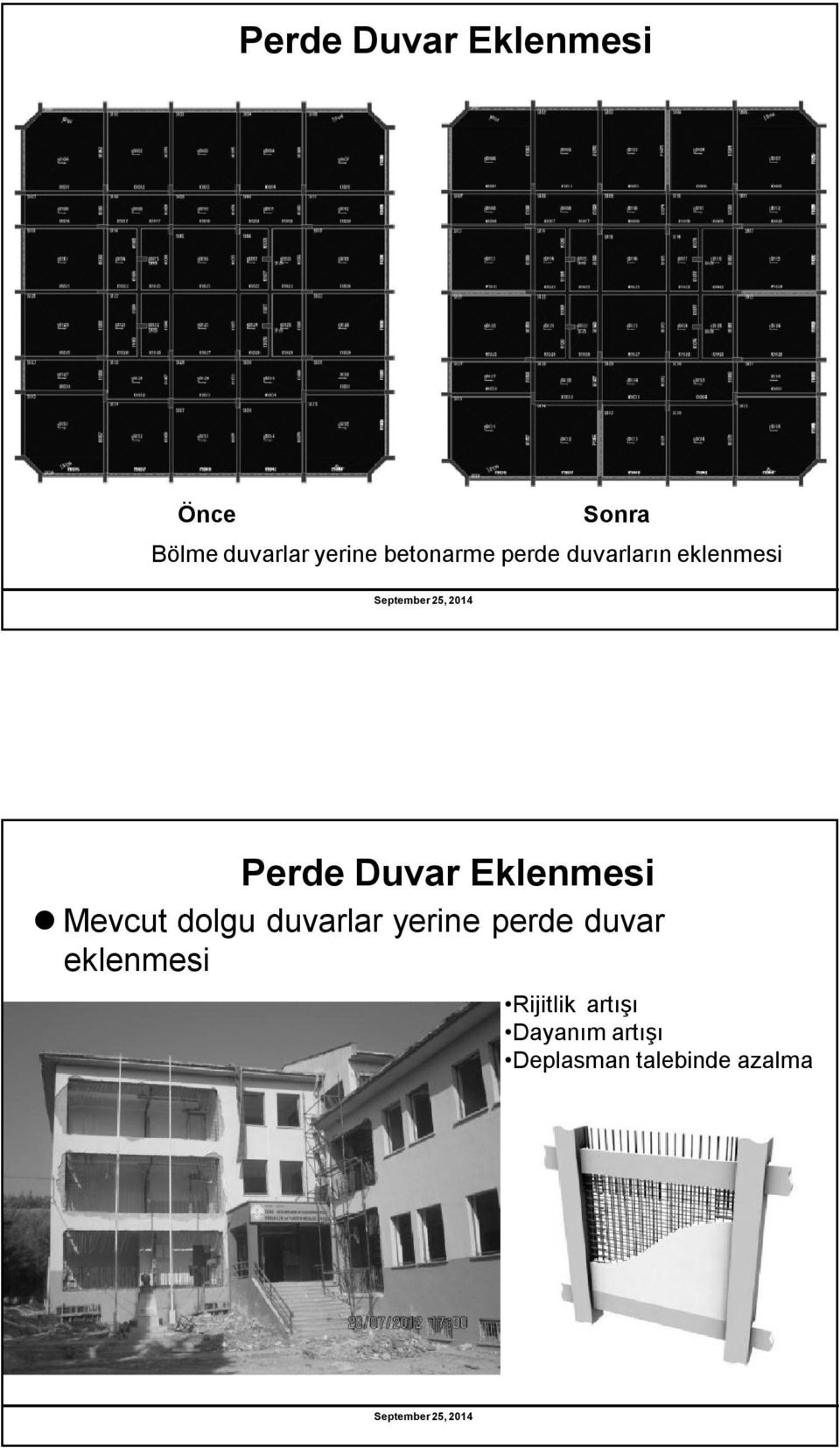 Eklenmesi Mevcut dolgu duvarlar yerine perde duvar