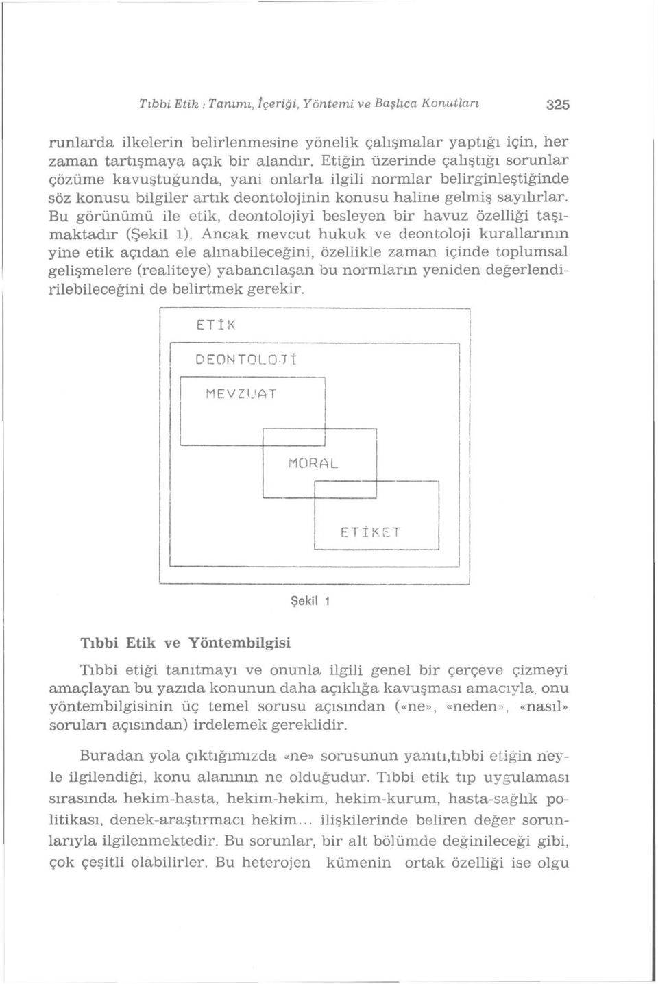 Bu görünümü ile etik, deontolojiyi besleyen bir havuz özelliği taşımaktadır (Şekil 1).