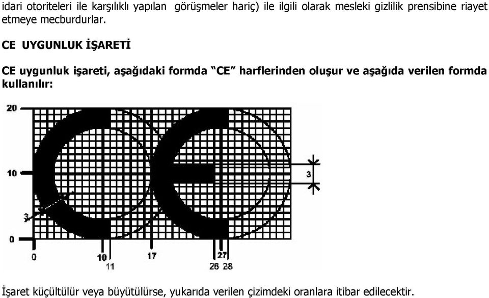 CE UYGUNLUK İŞARETİ CE uygunluk işareti, aşağıdaki formda CE harflerinden oluşur ve