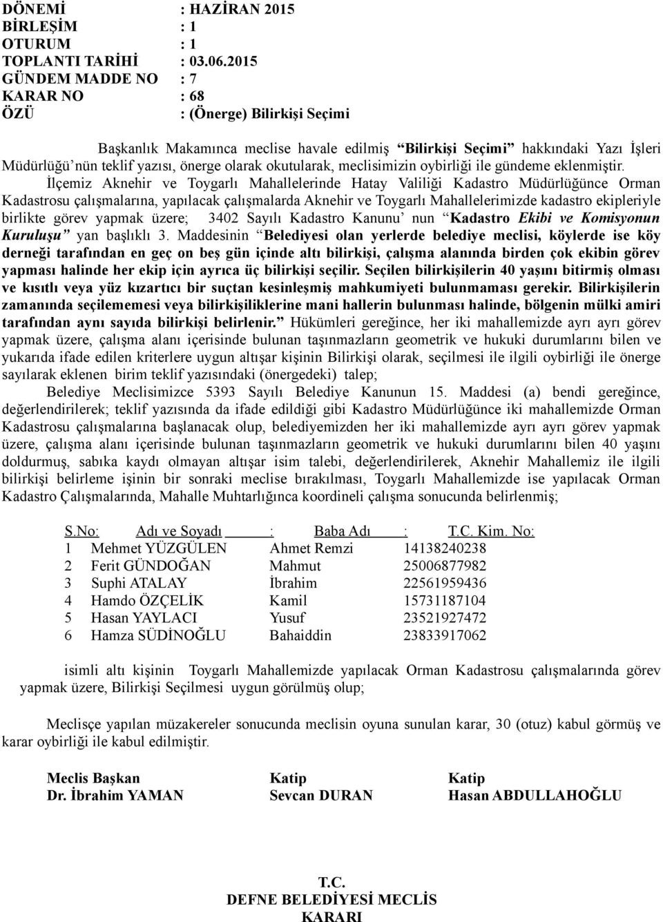 İlçemiz Aknehir ve Toygarlı Mahallelerinde Hatay Valiliği Kadastro Müdürlüğünce Orman Kadastrosu çalışmalarına, yapılacak çalışmalarda Aknehir ve Toygarlı Mahallelerimizde kadastro ekipleriyle