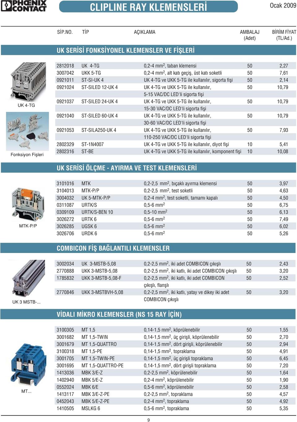 ST-SILA2-UK 4 2802329 ST-N4007 280236 ST-BE 0,2-4 mm 2, taban klemensi 0,2-4 mm 2, alt kat geçifl, üst kat soketli UK 4-TG ve UKK 5-TG ile kullan l r, sigorta fifli UK 4-TG ve UKK 5-TG ile kullan l