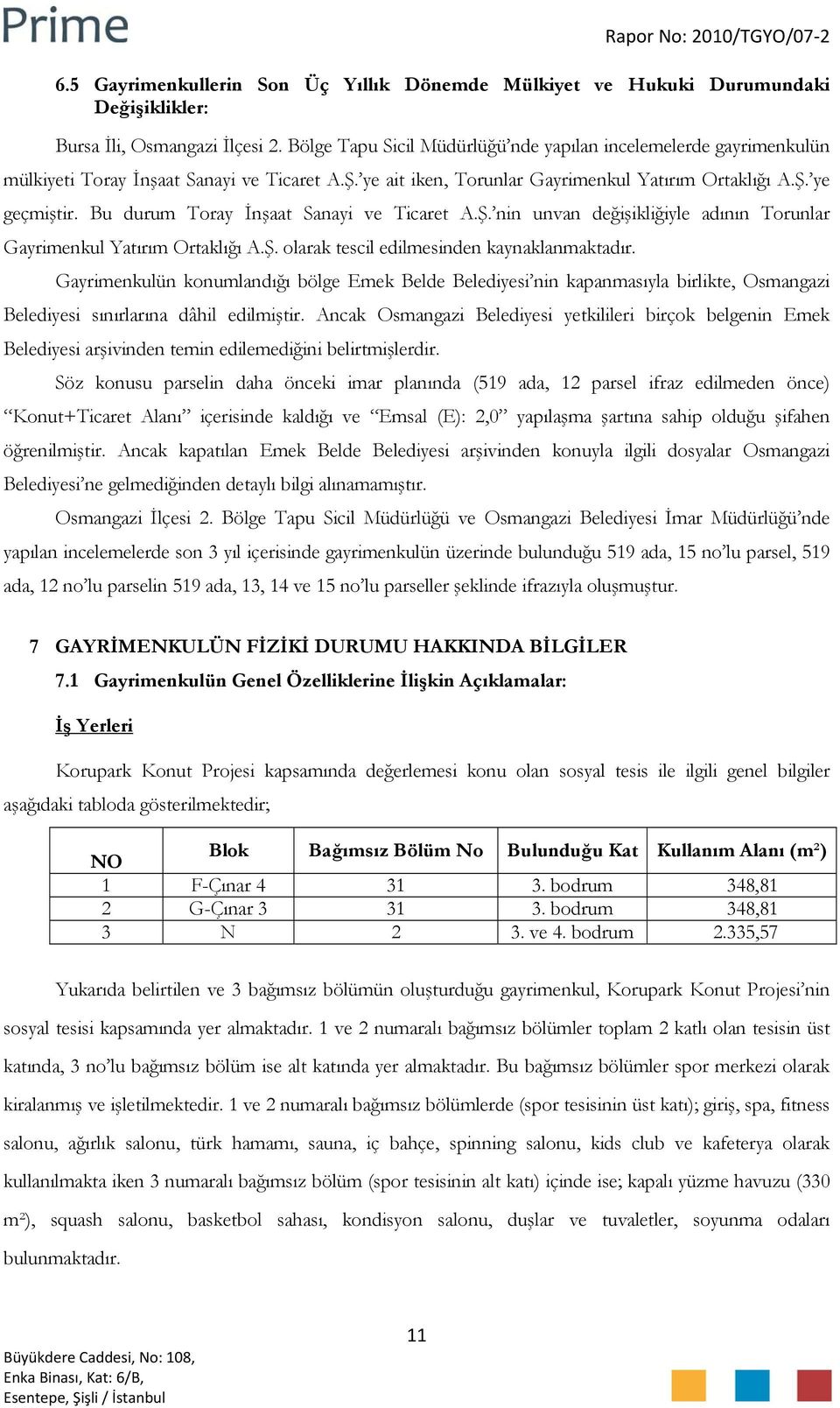 Bu durum Toray İnşaat Sanayi ve Ticaret A.Ş. nin unvan değişikliğiyle adının Torunlar Gayrimenkul Yatırım Ortaklığı A.Ş. olarak tescil edilmesinden kaynaklanmaktadır.