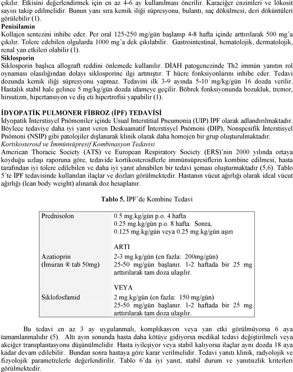 Per oral 125-250 mg/gün başlanıp 4-8 hafta içinde arttırılarak 500 mg a çıkılır. Tolere edebilen olgularda 1000 mg a dek çıkılabilir.