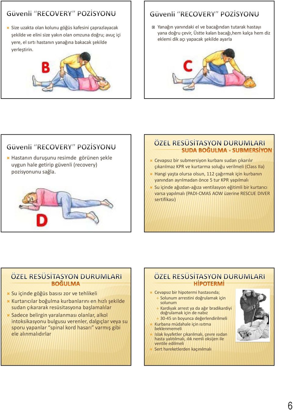 getirip güvenli (recovery) pozisyonunu sağla.