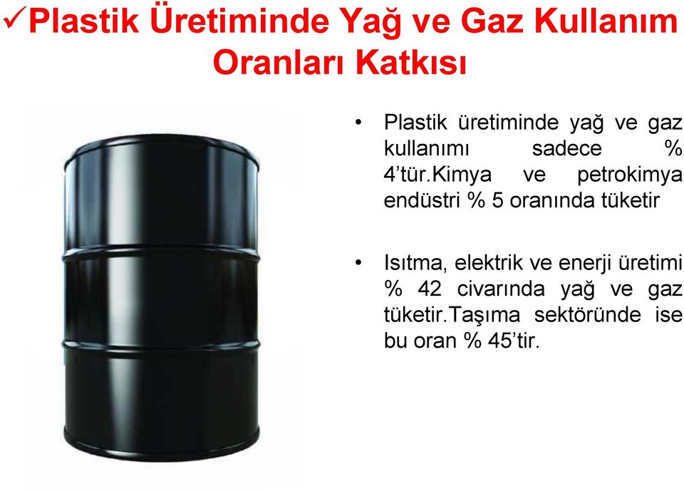 kimya ve petrokimya endüstri % 5 oranında tüketir Isıtma, elektrik