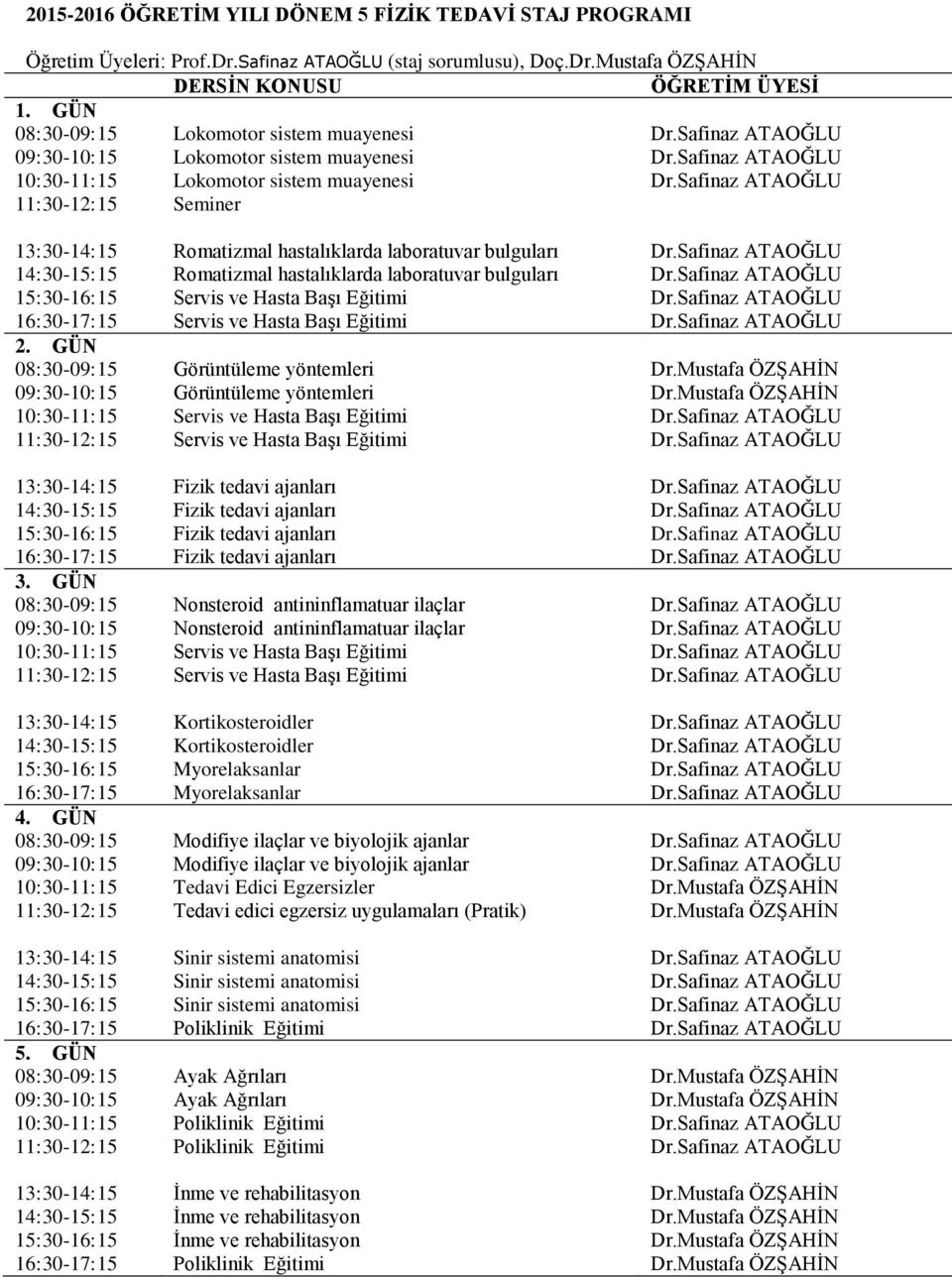 Safinaz ATAOĞLU Romatizmal hastalıklarda laboratuvar bulguları Dr.Safinaz ATAOĞLU Dr.Safinaz ATAOĞLU Dr.Safinaz ATAOĞLU 2. GÜN 08:30-09:15 Görüntüleme yöntemleri Dr.