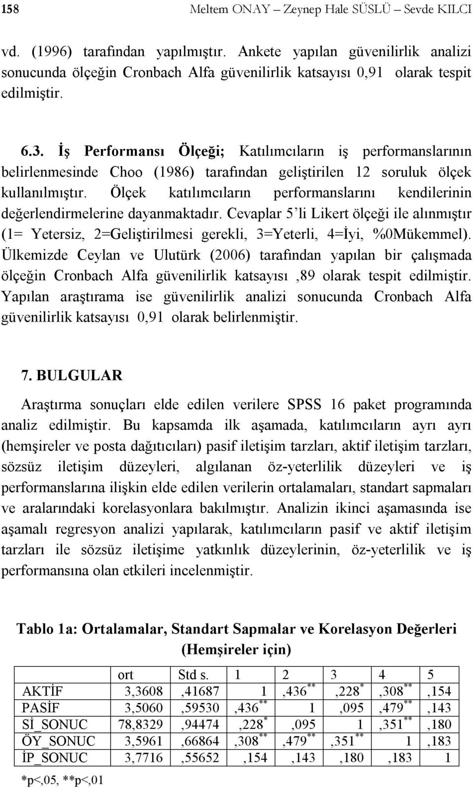 İş Performansı Ölçeği; Katılımcıların iş performanslarının belirlenmesinde Choo (1986) tarafından geliştirilen 12 soruluk ölçek kullanılmıştır.