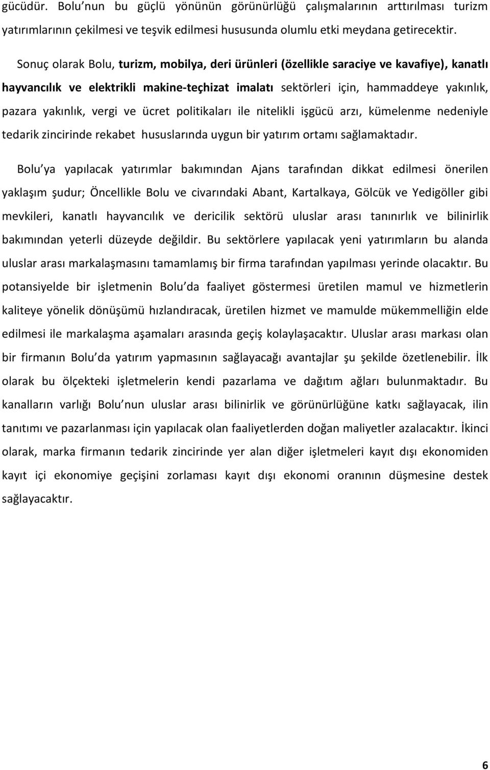 vergi ve ücret politikaları ile nitelikli işgücü arzı, kümelenme nedeniyle tedarik zincirinde rekabet hususlarında uygun bir yatırım ortamı sağlamaktadır.