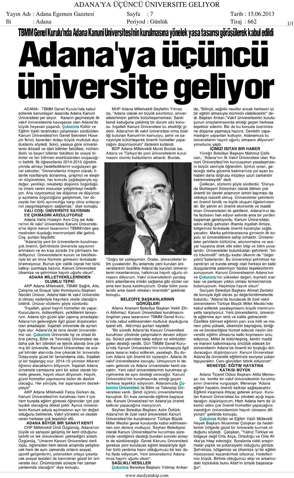 Egemen Gazetesi Ili : Adana