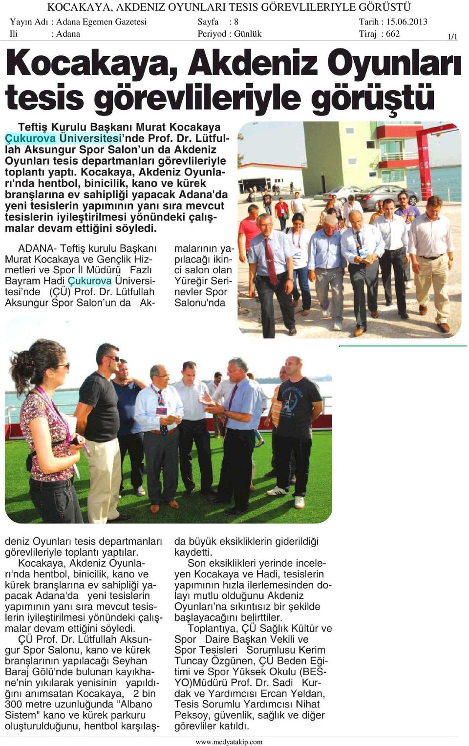 Adana Egemen Gazetesi Sayfa : 8 Ili