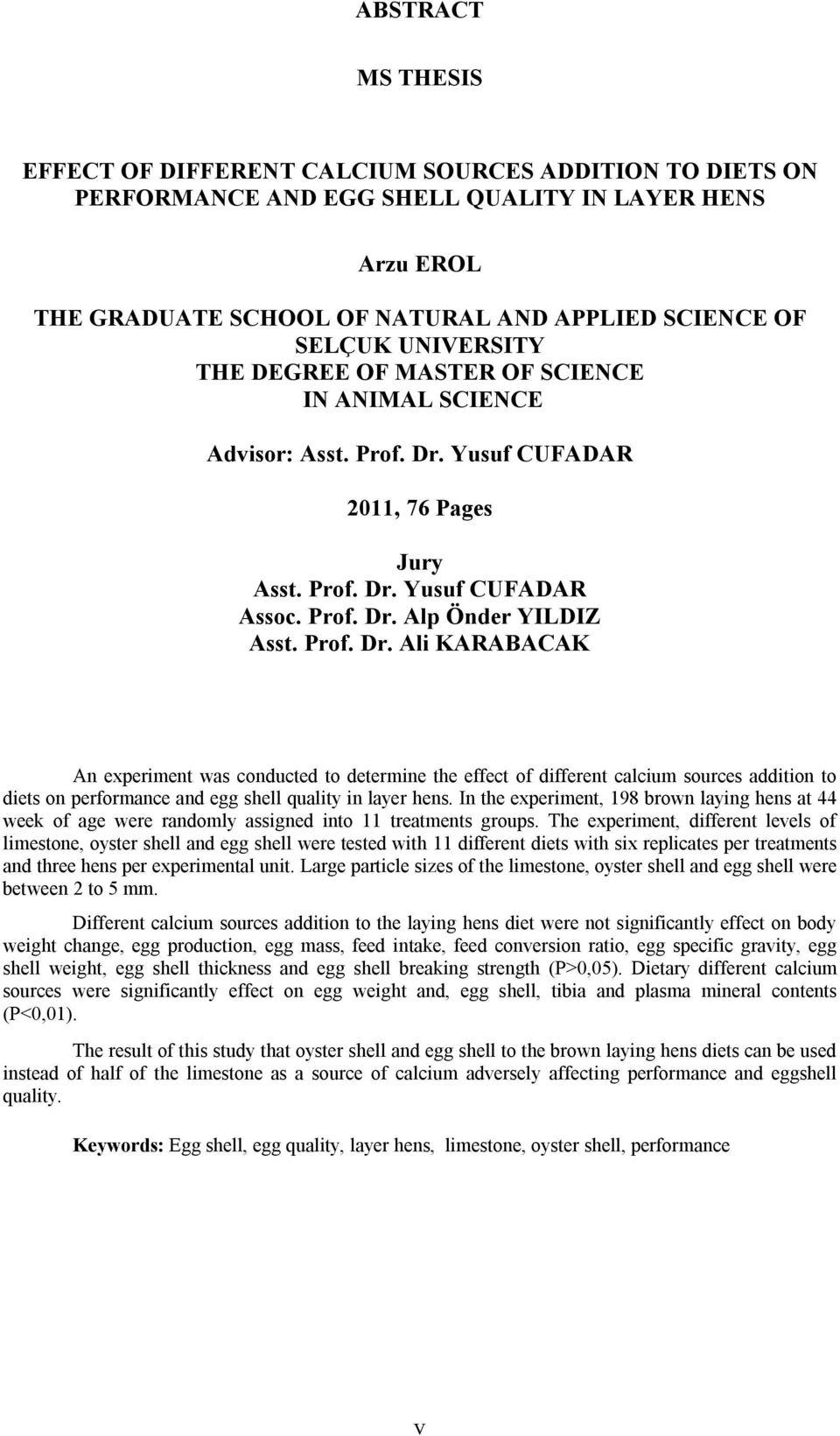 Yusuf CUFADAR 2011, 76 Pages Jury Asst. Prof. Dr.